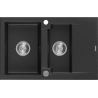 Mexen Gaspar grindinis plautuvas 1,5 skyrių su nusausintuvu 737 x 475 mm, juodas/sidabrinis metalikas, chromuotas sifonas