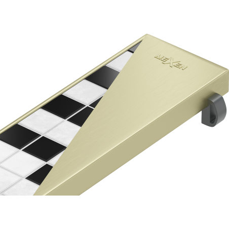 Mexen Flat M13 dviguba grotelė 2in1 linijiniam nutekėjimui 80 cm, auksinė šlifuota - 1A19080