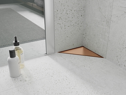 Mexen Flat-T M13 trikampis grindų latakas 20 x 20 cm, šlifuotas varis - 1C10320