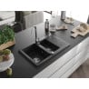 Mexen Gaspar pusantrinė granitinė plautuvė su trumpa džiovykle 737 x 475 mm, Juoda - 6507731505-77
