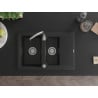 Mexen Gaspar granito plautuvė 1,5 kamerų su nusausintuvu 737 x 475 mm, juoda, sifonas chromuotas - 6507731505-77