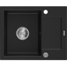 Mexen Enzo vienos kameros granito kriauklė su nusausinimo dalimi 576 x 465 mm, juoda, sifonas chromuotas - 6506571005-77