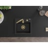 Mexen Milo vienguba granitinė plautuvė 435 x 410 mm, Juoda, sifonas Auksinė - 6505441000-77-G
