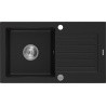 Mexen Pablo 1 skyriuje granitinis kriauklė su nusausintuvu 752 x 436 mm, juoda, chromuotas sifonas - 6510751010-77
