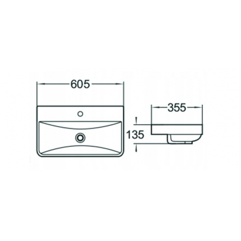 Mexen Dagna plautė įleidžiama į stalviršį 60 x 35 cm, balta - 21996000