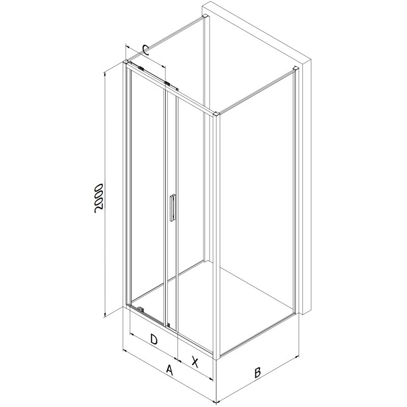 Mexen Exo-3S trijų sienų stumdomas dušo kabinas 140 x 80 cm, skaidrus, auksinis - 8151-140-080-50-00-3S