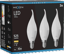 Mexen Nova 3x LED lemputė liepsna E14, C37, 5W, Šilta - 3000K, 525 lm - L106-E14-0530-01x03