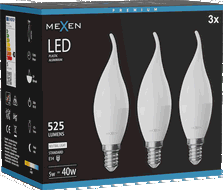 Mexen Nova 3x LED lemputė žvakės formos E14, C37, 5W, Neutralus - 4000K, 525 lm - L106-E14-0540-01x03