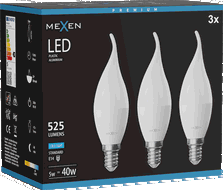 Mexen Nova 3x LED lemputė liepsna E14, C37, 5W, Šalta - 6500K, 525 lm - L106-E14-0565-01x03