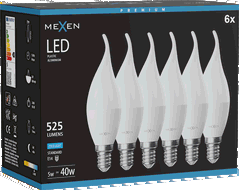 Mexen Nova 6x LED lempa šviestuvas E14, C37, 5W, Šalta - 6500K, 525 lm - L106-E14-0565-01x06