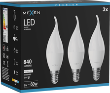 Mexen Nova 3x LED lemputė liepsnelė E14, C37, 8W, Neutrali - 4000K, 840 lm - L106-E14-0840-01x03