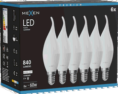 Mexen Nova 6x LED lemputė liepsna E14, C37, 8W, Neutralus - 4000K, 840 lm - L106-E14-0840-01x06