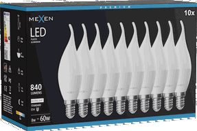 Mexen Nova 10x LED lemputė, žvakės forma E14, C37, 8W, Neutralus - 4000K, 840 lm - L106-E14-0840-01x10