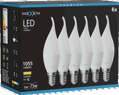 Mexen Nova 6x LED lemputė žvakė E14, C37, 10W, Šiltai balta - 3000K, 1055 lm - L106-E14-1030-01x06