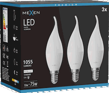 Mexen Nova 3x LED lemputė žvakė E14, C37, 10W, Neutralus - 4000K, 1055 lm - L106-E14-1040-01x03
