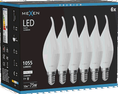 Mexen Nova 6x LED lemputė liepsna E14, C37, 10W, Neutralus - 4000K, 1055 lm - L106-E14-1040-01x06