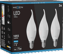Mexen Nova 3x LED lemputė liepsnelė E14, C37, 10W, Šalta - 6500K, 1055 lm - L106-E14-1065-01x03