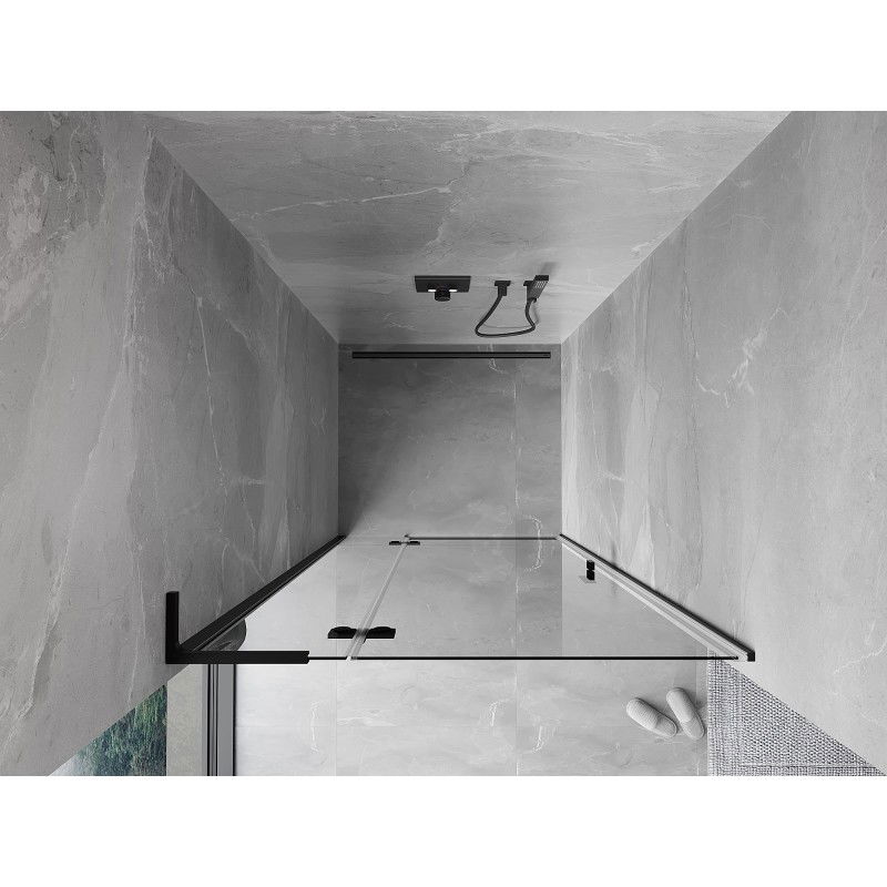 Mexen Mist-H L kairieji varstomi dušo durys 70 cm, permatomos, juodos - 8A5L-070-000-70-00-L