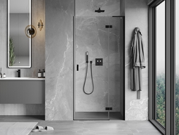 Mexen Mist-H L dešinės pusės atveriamos dušo durys, 120 cm, skaidrios, juodos - 8A5L-120-000-70-00-P