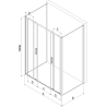Mexen Exo-S Duo 3S dušo kabina, trijų sienų, stumdoma, 180 x 90 cm, permatoma, juoda - 8152-180-090-70-00-3S