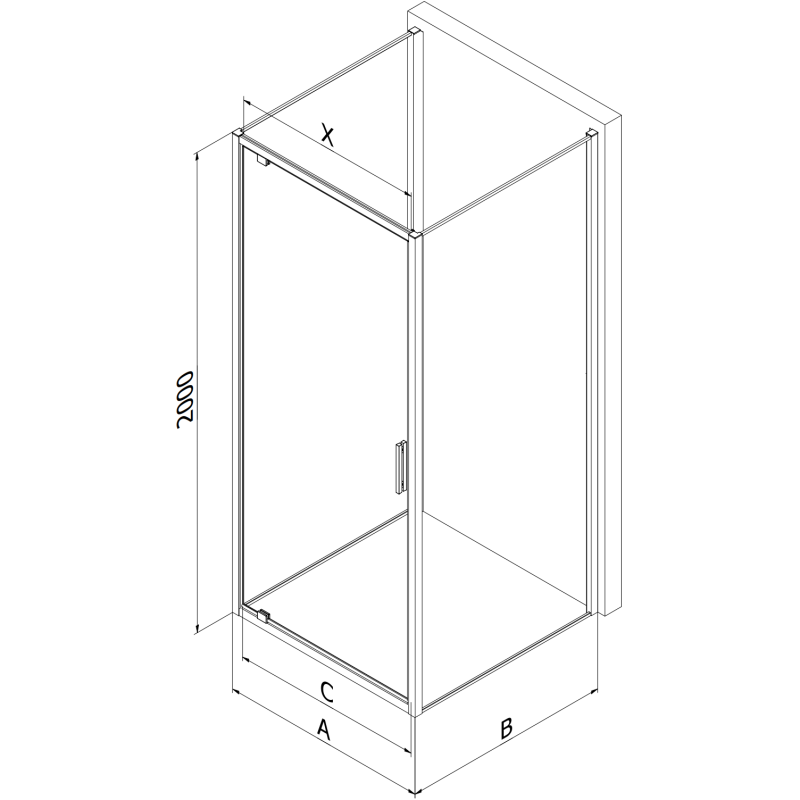 Mexen Exo-3S 3-sieninė dušo kabina su varstomomis durimis 70 x 95 cm, skaidri, auksinė - 8181-070-095-50-00-3S