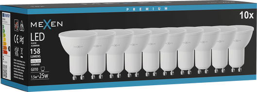 Mexen Nova 10x LED Lemputė GU10, 1,5W, Neutrali - 4000K, 158 lm - L107-GU10-0140-01x10