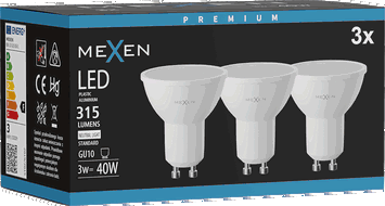 Mexen Nova 3x LED lemputė GU10, 3W, Neutrali - 4000K, 315 lm - L107-GU10-0340-01x03