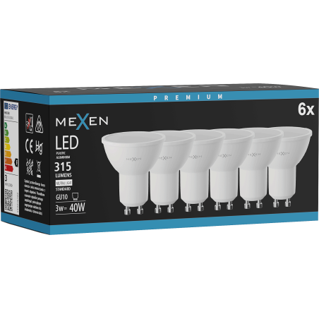 Mexen Nova 6x LED lemputė GU10, 3W, Neutralus - 4000K, 315 lm - L107-GU10-0340-01x06