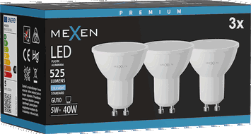 Mexen Nova 3x LED lemputė GU10, 5W, Šalta - 6500K, 525 lm - L107-GU10-0565-01x03
