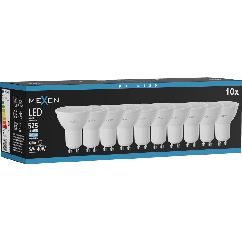 Mexen Nova 10x LED lemputė GU10, 5W, Šaltai - 6500K, 525 lm - L107-GU10-0565-01x10