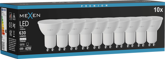 Mexen Nova 10x LED lemputė GU10, 6W, Neutrali - 4000K, 630 lm - L107-GU10-0640-01x10