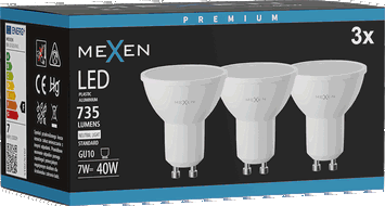 Mexen Nova 3x LED lemputė GU10, 7W, Neutralus - 4000K, 735 lm - L107-GU10-0740-01x03