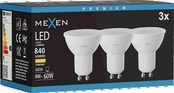 Mexen Nova 3x LED lemputė GU10, 8W, Šilta - 3000K, 840 lm - L108-GU10-0830-01x03