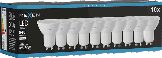 Mexen Nova 10x LED lemputė GU10, 8W, Neutrali - 4000K, 840 lm - L108-GU10-0840-01x10