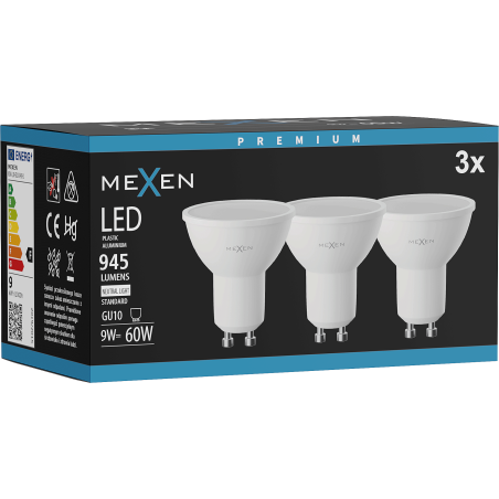 Mexen Nova 3x LED lemputė GU10, 9W, Neutrali - 4000K, 945 lm - L108-GU10-0940-01x03