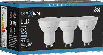 Mexen Nova 3x LED lemputė GU10, 9W, Šalta - 6500K, 945 lm - L108-GU10-0965-01x03
