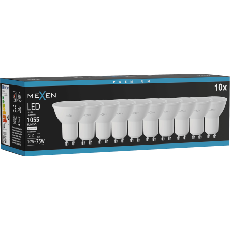 Mexen Nova 10x LED lemputė GU10, 10W, Neutrali - 4000K, 1055 lm - L108-GU10-1040-01x10