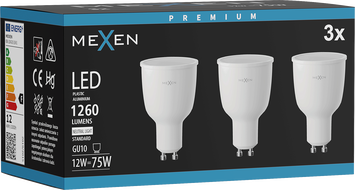 Mexen Nova 3x LED lemputė GU10, 12W, Neutrali - 4000K, 1260 lm - L108-GU10-1240-01x03