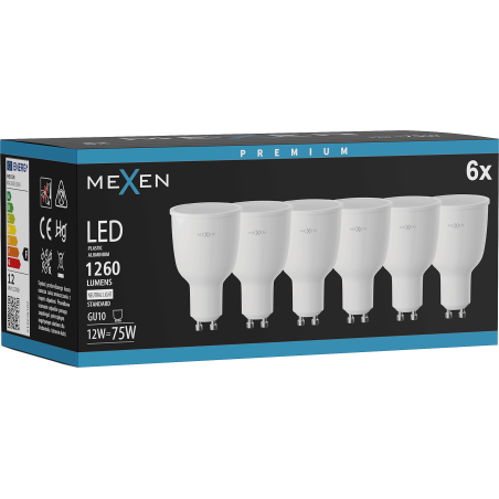 Mexen Nova 6x LED lemputė GU10, 12W, neutrali - 4000K, 1260 lm - L108-GU10-1240-01x06