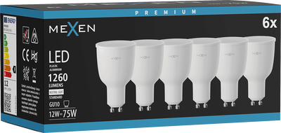 Mexen Nova 6x LED lemputė GU10, 12W, neutrali - 4000K, 1260 lm - L108-GU10-1240-01x06