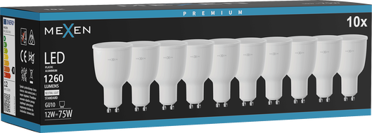 Mexen Nova 10x LED lemputė GU10, 12W, Neutralus - 4000K, 1260 lm - L108-GU10-1240-01x10