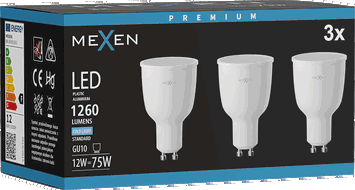 Mexen Nova 3x LED lemputė GU10, 12W, Šalta - 6500K, 1260 lm - L108-GU10-1265-01x03
