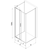 Mexen Exo-S 3S trijų sienelių stumdomas dušo kabinas 90 x 80 cm, skaidrus, juodas - 8151-090-080-70-00-3S