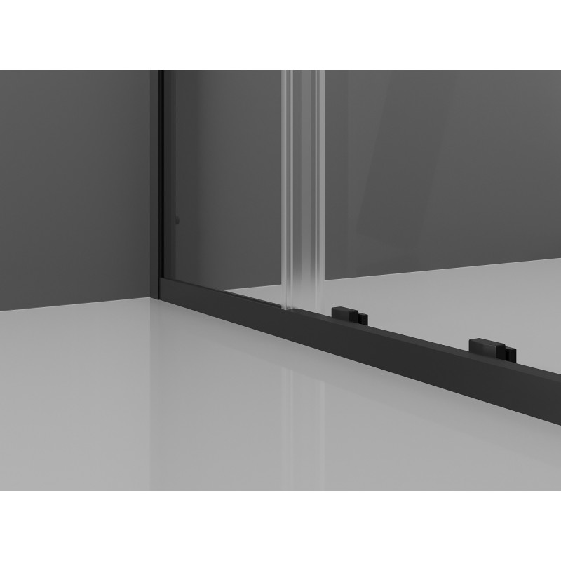 Mexen Exo-3S trijų sienų dušo kabina su stumdomomis durimis 155 x 90 cm, skaidrus, juodas - 8151-155-090-70-00-3S