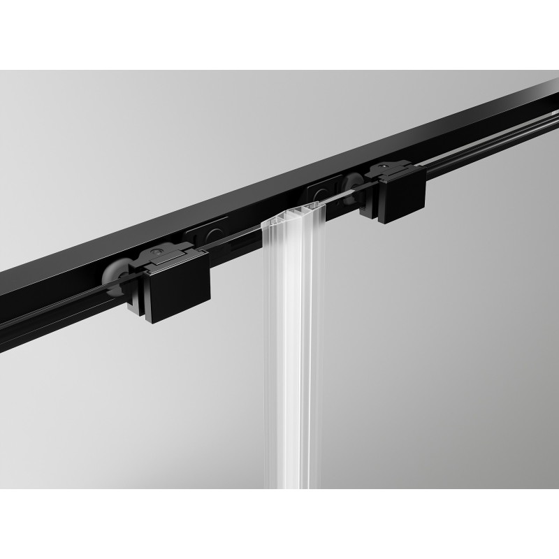 Mexen Exo-S 3S trijų sienų dušo kabina su stumdomomis durimis, 100 x 120 cm, skaidri, juoda - 8151-100-120-70-00-3S