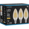 Mexen Vintis 3x LED filamentinė lemputė E14, C35, 4W, Šilta - 2200K, 400 lm, gintarinė - L154-E14-0422-50x03