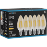 Mexen Vintis 6x LED kaitrinė lemputė E14, C35, 6W, Šilta - 2200K, 600 lm, gintarinė - L154-E14-0622-50x06