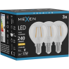Mexen Vintis 3x LED filamentinė lemputė E14, G45, 2W, šilta - 2700K, 240 lm, skaidri - L156-E14-0227-00x03