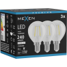Mexen Vintis 3x LED kaitinimo elementas lemputė E14, G45, 2W, Neutralus - 4000K, 240 lm, skaidrus - L156-E14-0240-00x03