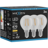 Mexen Vintis 3x LED kaitinamosios lemputės E14, G45, 4W, Šilta - 2700K, 470 lm, skaidri - L156-E14-0427-00x03